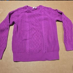 Old Navy Juniors Purple Cable Knit Sweater Crewneck Long Sleeve  Medium